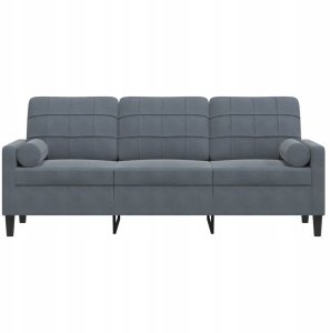3-osobowa sofa z poduszkami, ciemnoszara, 180 cm, aksamit Lumarko! 3