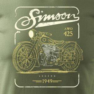 Koszulka motocyklowa z motocyklem Simson AWO 425 Legend męska khaki REGULAR S 2