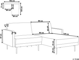 Beliani Narożnik dla 2 osób lewy czarny BREDA 3
