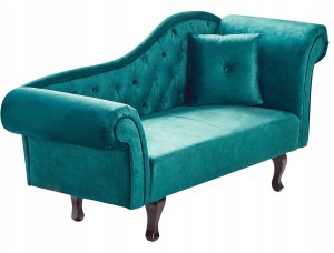 Szezlong welurowy prawostronny zielony LATTES II 4