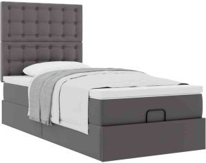 vidaXL Rama łóżka otomana z materacem szara 140x190 cm Lumarko! Lumarko! 4