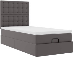 vidaXL Rama łóżka otomana z materacem szara 140x190 cm Lumarko! Lumarko! 5