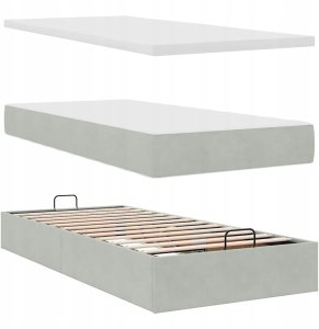 vidaXL Rama łóżka otomana z materacem, szara, 90x200 cm, aksamit Lumarko! Lumarko! 6