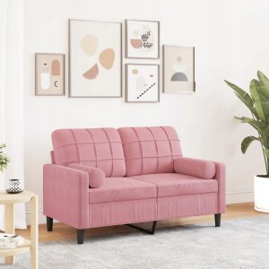 2-osobowa sofa z poduszkami, różowa, 120 cm, aksamit Lumarko! Lumarko! 2