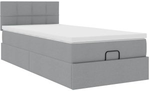 Rama łóżka otomana z materacem, jasnoszara, 180x200 cm, tkanina Lumarko! Lumarko! 5