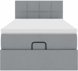 Rama łóżka otomana z materacem, jasnoszara, 180x200 cm, tkanina Lumarko! Lumarko! 6