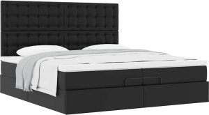 vidaXL Rama łóżka otomana z materacami czarna 200x200 cm Lumarko! Lumarko! 4