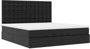 vidaXL Rama łóżka otomana z materacami czarna 200x200 cm Lumarko! Lumarko! 5