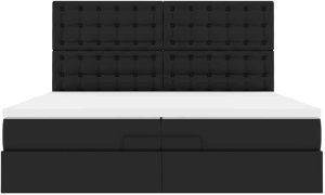 vidaXL Rama łóżka otomana z materacami czarna 200x200 cm Lumarko! Lumarko! 6