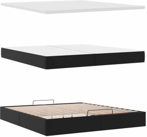 vidaXL Rama łóżka otomana z materacami czarna 200x200 cm Lumarko! Lumarko! 7