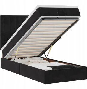 vidaXL Rama łóżka otomana z materacami czarna 90x190 cm aksamit 2