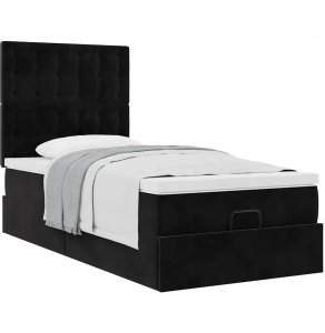 vidaXL Rama łóżka otomana z materacami czarna 90x190 cm aksamit 4
