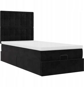 vidaXL Rama łóżka otomana z materacami czarna 90x190 cm aksamit 5