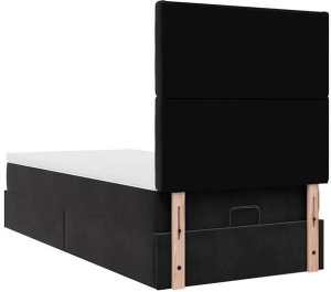 vidaXL Rama łóżka otomana z materacami czarna 90x190 cm aksamit 8