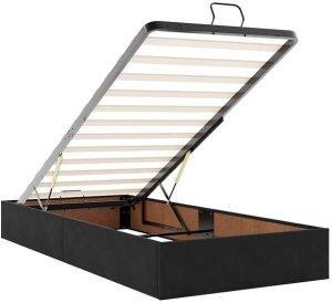 vidaXL Rama łóżka otomana z materacami czarna 90x190 cm aksamit 9