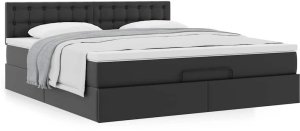vidaXL Rama łóżka otomana z materacami czarna 200x200 cm Lumarko! Lumarko! 4