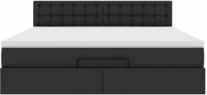 vidaXL Rama łóżka otomana z materacami czarna 200x200 cm Lumarko! Lumarko! 6