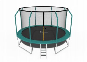 Trampolina ogrodowa dla dzieci 435cm z siatką zewnętrzną i drabinką 3