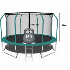 Trampolina ogrodowa dla dzieci 435cm z siatką zewnętrzną i drabinką 5
