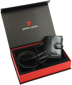 Zestawy na prezent Portfel męski pasek skórzany skóra naturalna  Pierre Cardin 3
