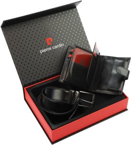 Zestawy na prezent Portfel męski pasek skórzany skóra naturalna  Pierre Cardin 5