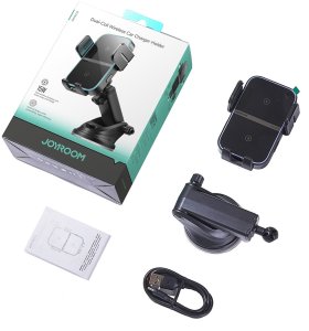 Uchwyt na telefon z ładowarką indukcyjną na deskę rozdzielczą - czarny Uchwyt na telefon z ładowarką indukcyjną na deskę rozdzielczą - czarny 3