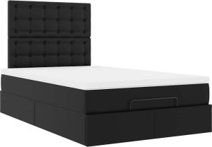 vidaXL Rama łóżka otomana z materacem czarna 120x200 cm Lumarko 5