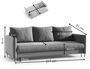 SOFA BELISSA kanapa z funkcja spania z pojemnikiem 3