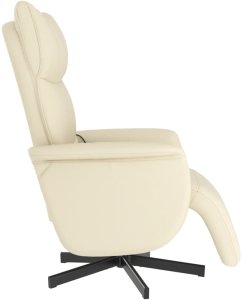 Rozkładany fotel masujący z podnóżkiem, kremowy, sztuczna skóra 4