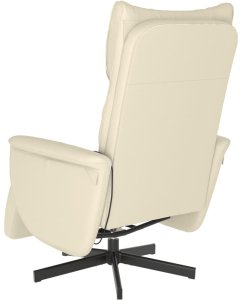 Rozkładany fotel masujący z podnóżkiem, kremowy, sztuczna skóra 5