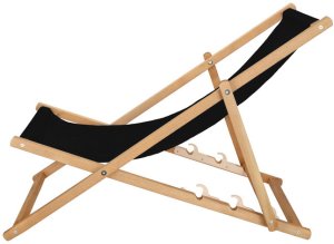 Leżak drewniany ogrodowy z 3-stopniową regulacją składany plażowy czarny UNIWERSALNY 5