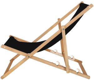 Leżak drewniany ogrodowy z 3-stopniową regulacją składany plażowy czarny UNIWERSALNY 6