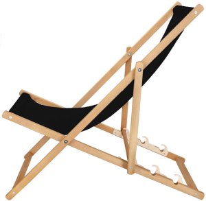 Leżak drewniany ogrodowy z 3-stopniową regulacją składany plażowy czarny UNIWERSALNY 7