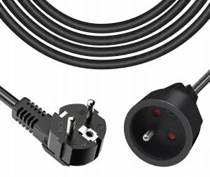 Przedłużacz sieciowy Wtyk - Gniazdo 10m czarny 4