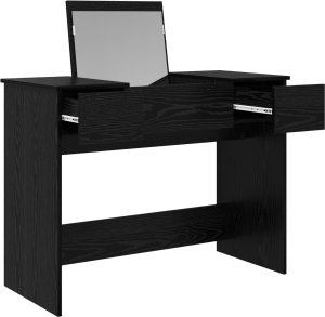 vidaXL Toaletka z Lustrem Czarna Dąb 100x45x76 cm 2