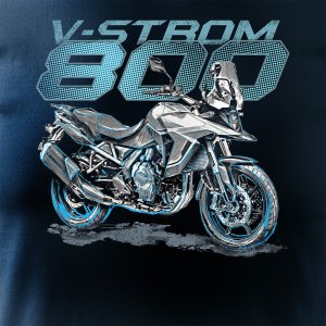 Koszulka z motocyklem na motor Suzuki V-strom Vstrom 800 męska granatowa REGULAR M 2