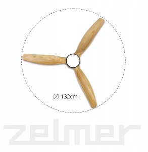 WENTYLATOR SUFITOWY ZCF 7600 40W 132cm LED 18W BUK/CZARNY 4