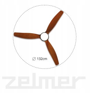 WENTYLATOR SUFITOWY ZCF 7601 40W 132cm LED 18W DĄB/CZARNY 4