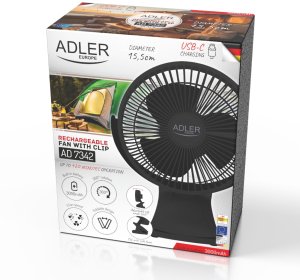 Wentylator biurkowy z klipsem |Akumulatorowy| 15,5 cm | 360° obrót| USB-C | 2