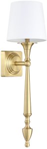 Kinkiet Cosmo Light Eklektyczna lampa ścienna Austin W01289BR-WH metal tkanina mosiądz biała 2