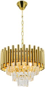 Kryształowa lampa wisząca Bari 6230/4 TR glamour okrągła złota 2