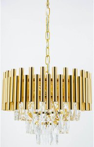 Kryształowa lampa wisząca Bari 6230/4 TR glamour okrągła złota 3