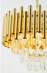 Kryształowa lampa wisząca Bari 6230/4 TR glamour okrągła złota 4