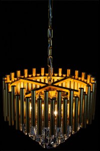 Kryształowa lampa wisząca Bari 6230/4 TR glamour okrągła złota 5