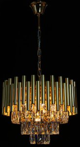 Kryształowa lampa wisząca Bari 6230/4 TR glamour okrągła złota 6