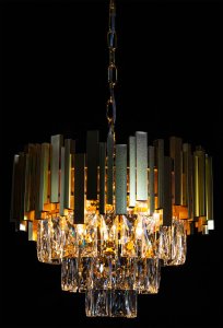 Zwisowa lampa pałacowa Valetta 6268/4 TR do jadalni glamour złota 4