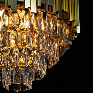 Glamour lampa wisząca Valetta 6268/5 TR z kryształami okrągła złoto 2