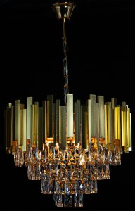 Glamour lampa wisząca Valetta 6268/5 TR z kryształami okrągła złoto 3