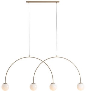 Szklana lampa wisząca Una 1116L17_L kulista łuk wielopunktowa metal beżowa 2