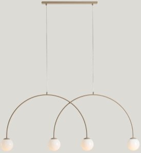 Szklana lampa wisząca Una 1116L17_L kulista łuk wielopunktowa metal beżowa 4